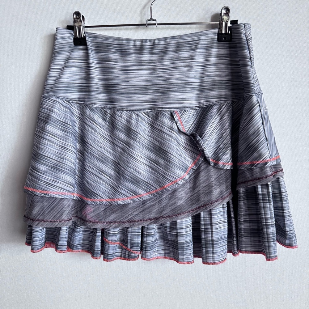 Lucky in Love Gray and Orange Ruffled Skort